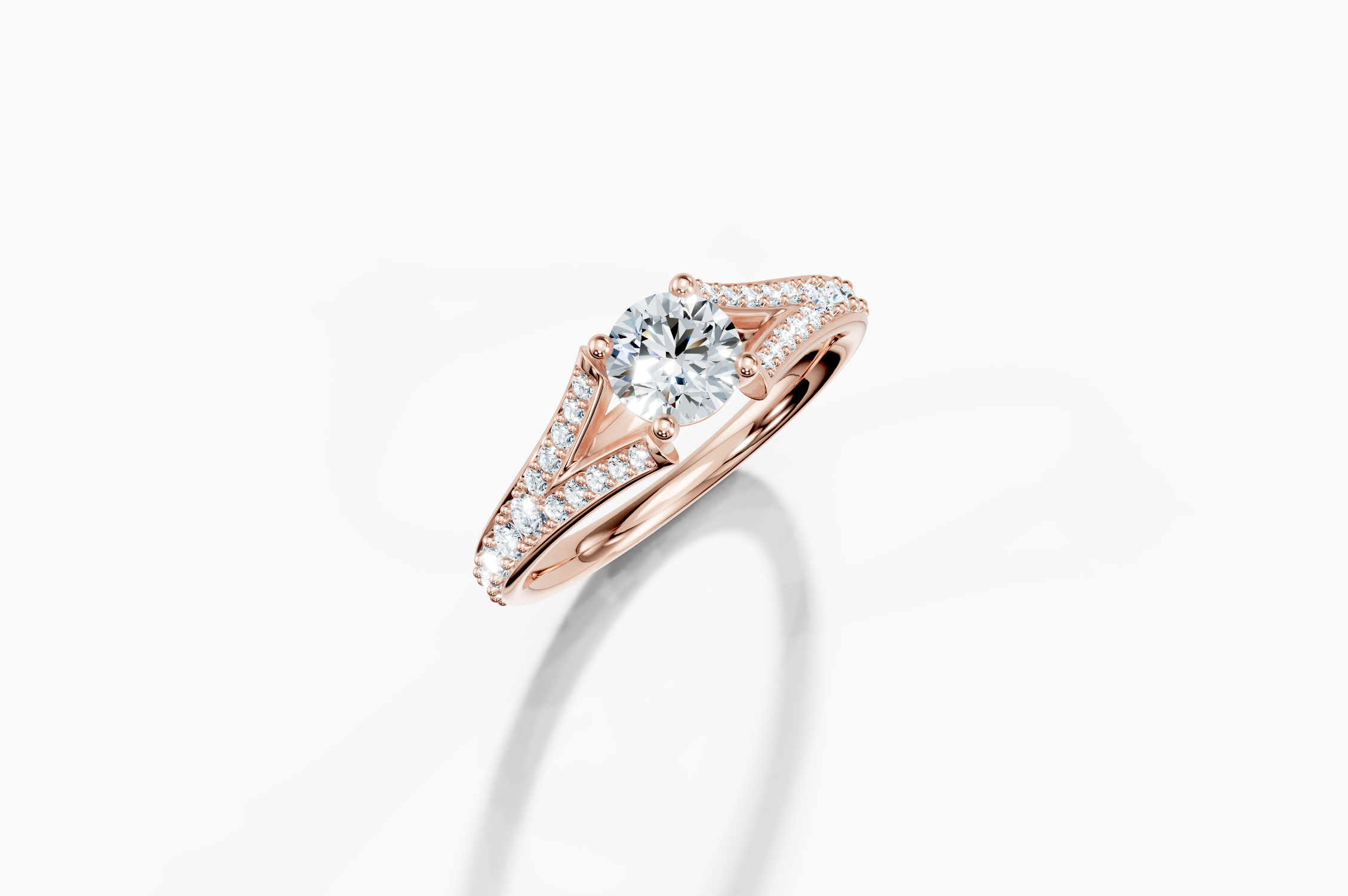 14K Rose Gold Round Cut 0.83 Carat tw of Diamond Ring