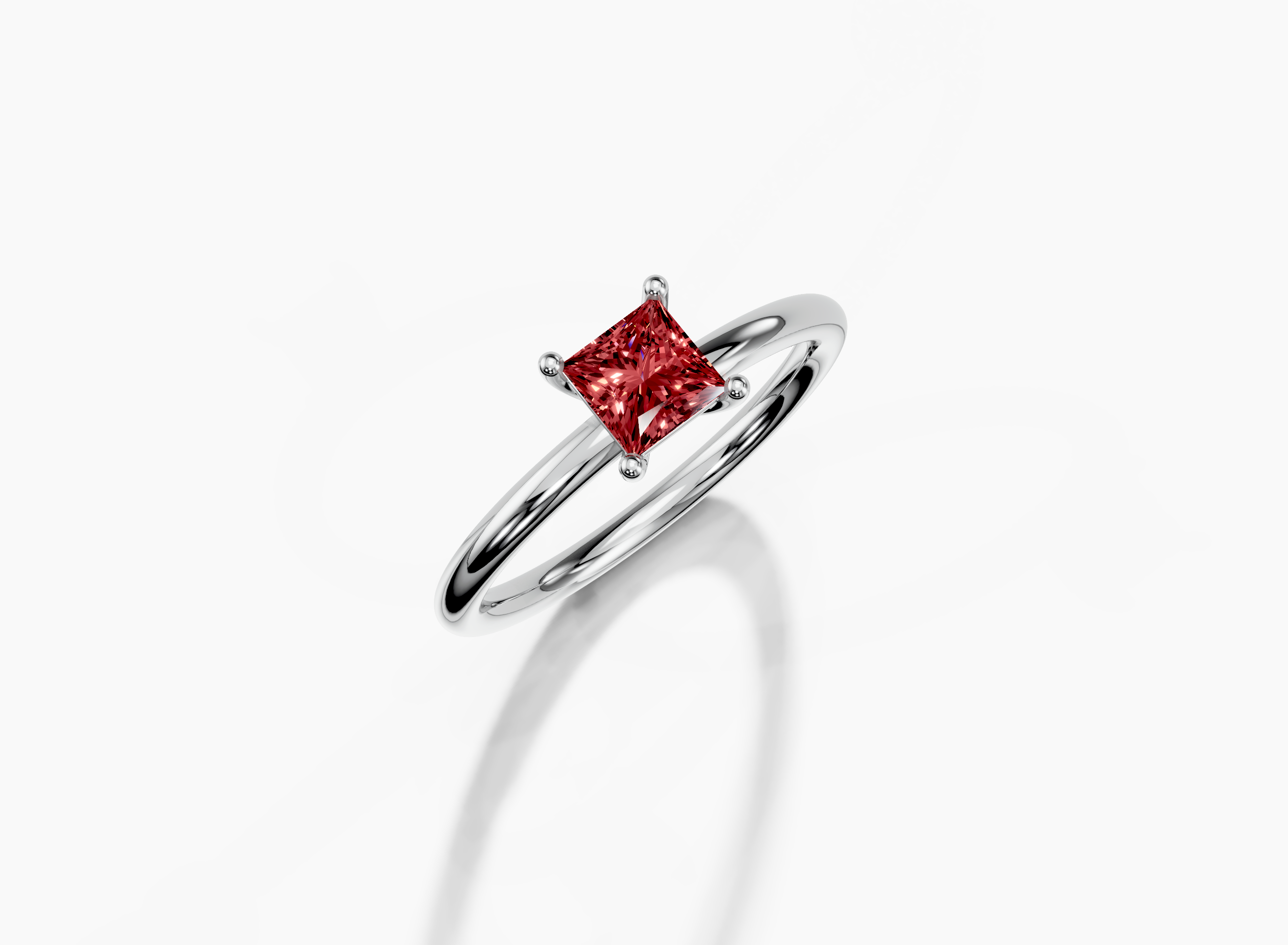 14K White Gold Princess Cut 0.50 Carat of Diamond Ring