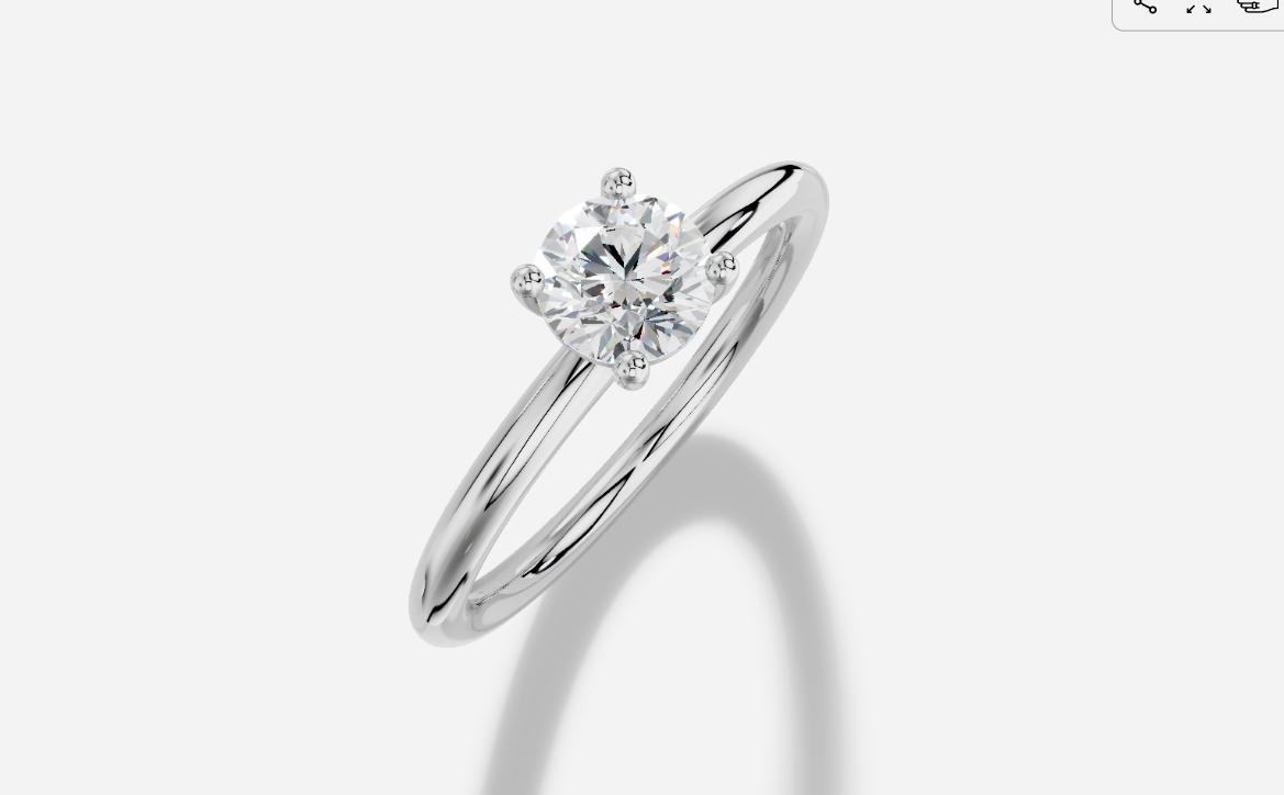 0.50 ct Round Natural Diamond Ring with Plain 4 Prong Plain Design in White Gold White Gold 18KT Gold G/VS White Gold Size 7