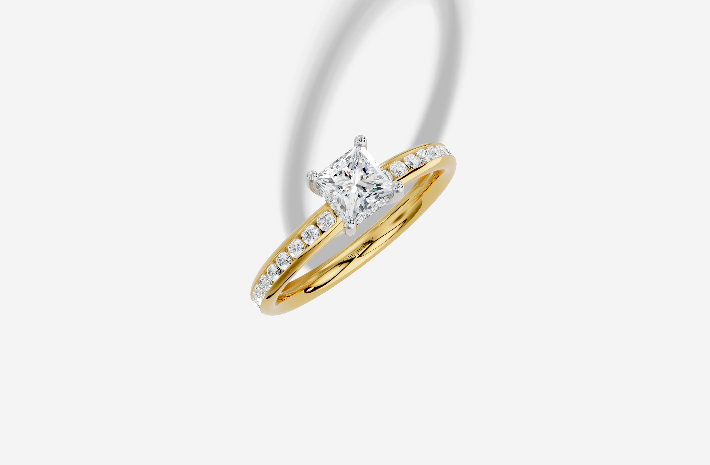 0.50 ct Princess Natural Diamond Ring with Channel Hidden Halo Plain Design in White Gold Yellow Gold 18KT Gold G/VS White Gold Size 6.75