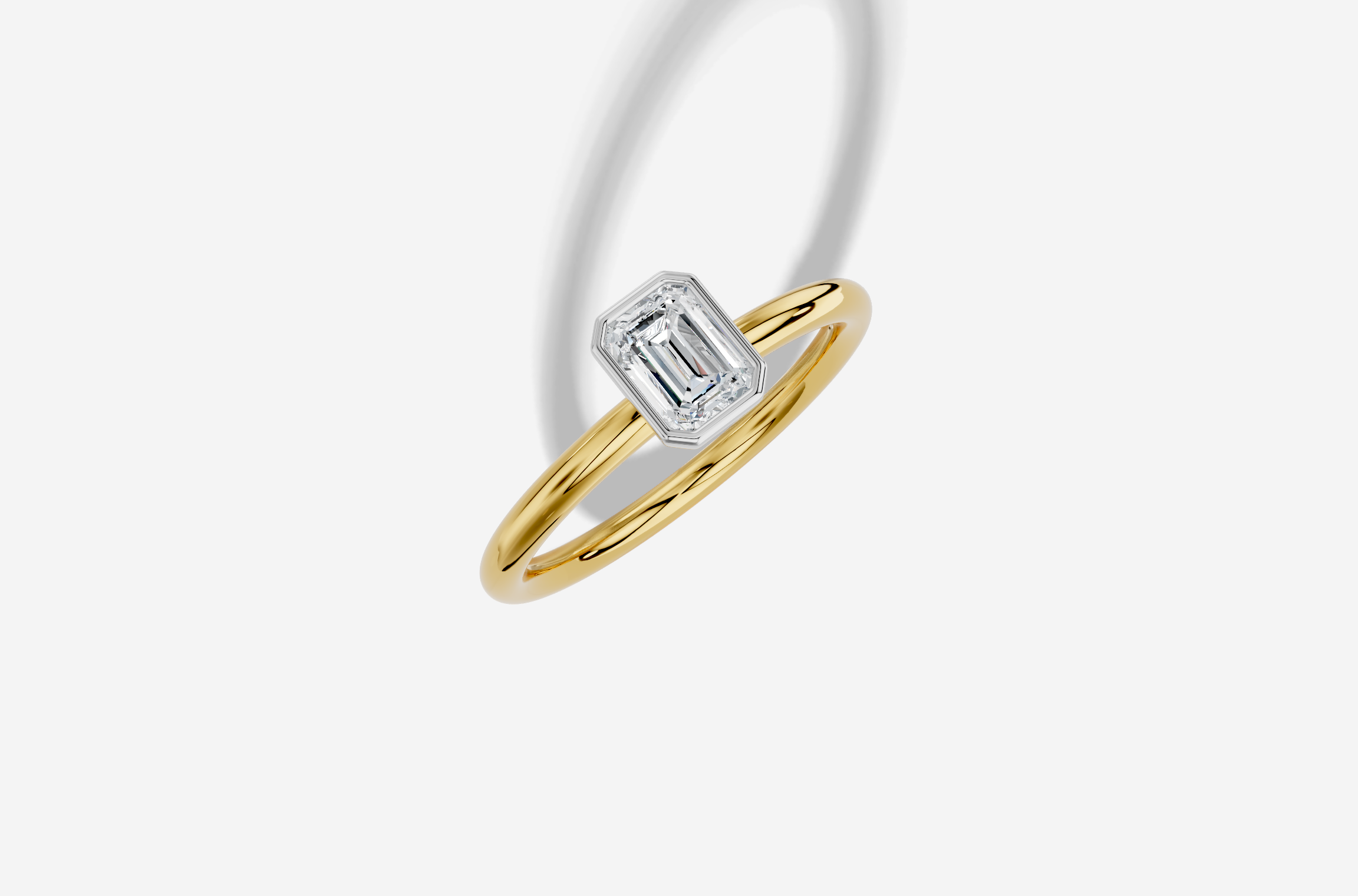 0.50 ct Emerald Natural Diamond Ring with Plain Bezel Plain Design in White Gold Yellow Gold 14KT Gold G/VS White Gold Size 3