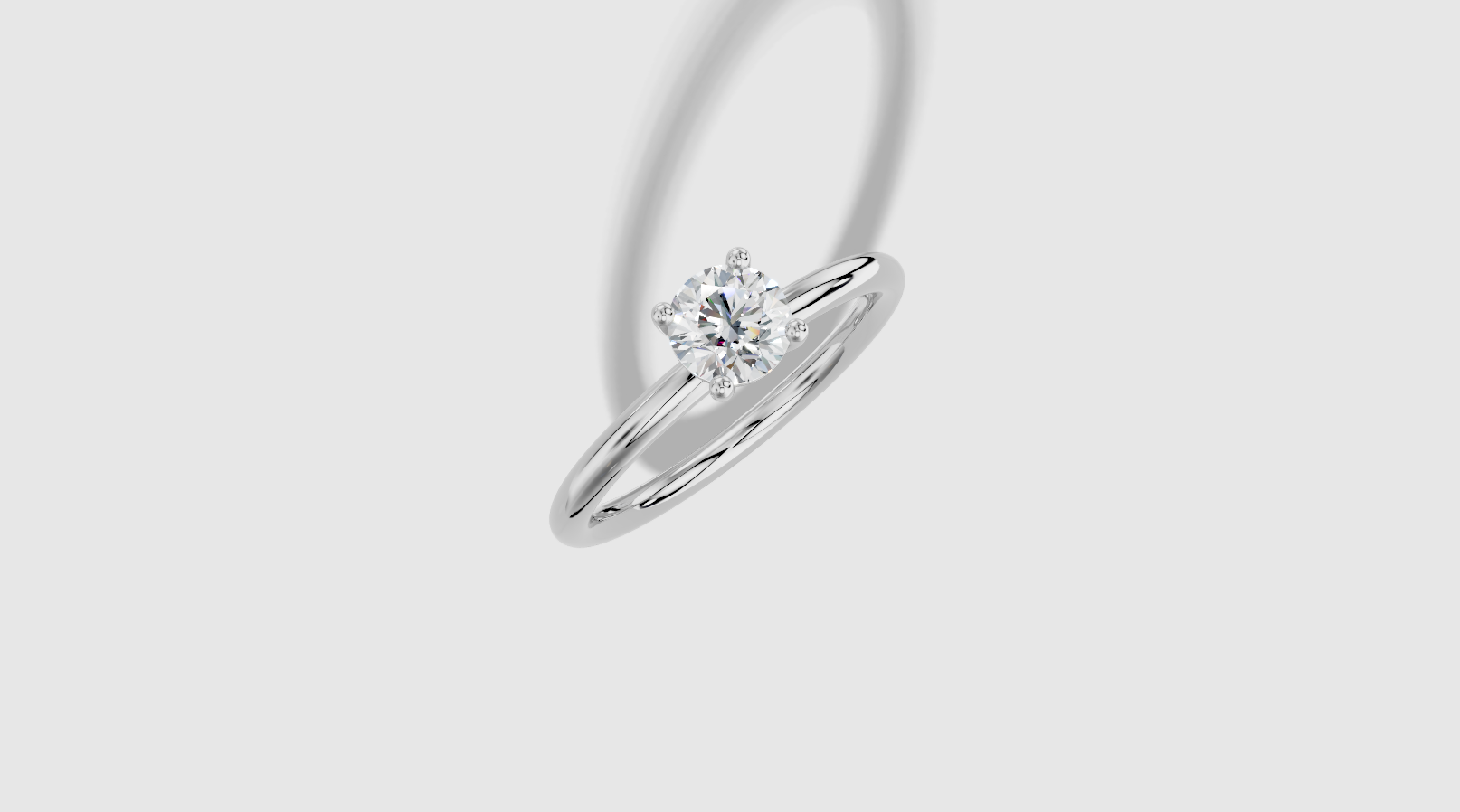 0.50 ct Round Natural Diamond Ring with Plain 4 Prong Plain Design in White Gold 18KT G/VS Size 3