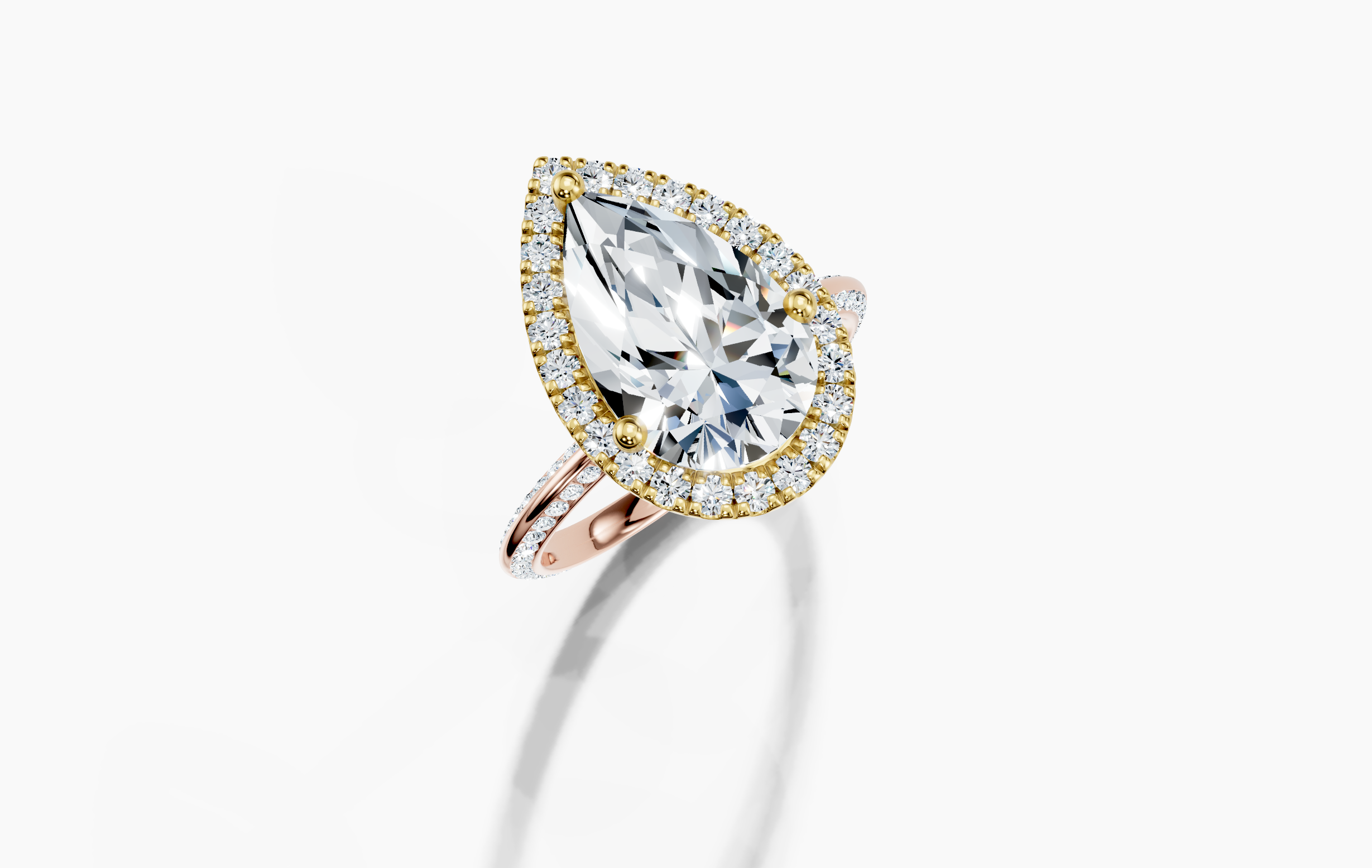 18K Rose Gold Pear Cut 3.64 Carat tw of  Diamond Ring