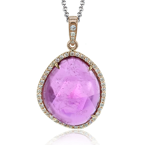 ZP983 Color Pendant in 14k Gold with Diamonds