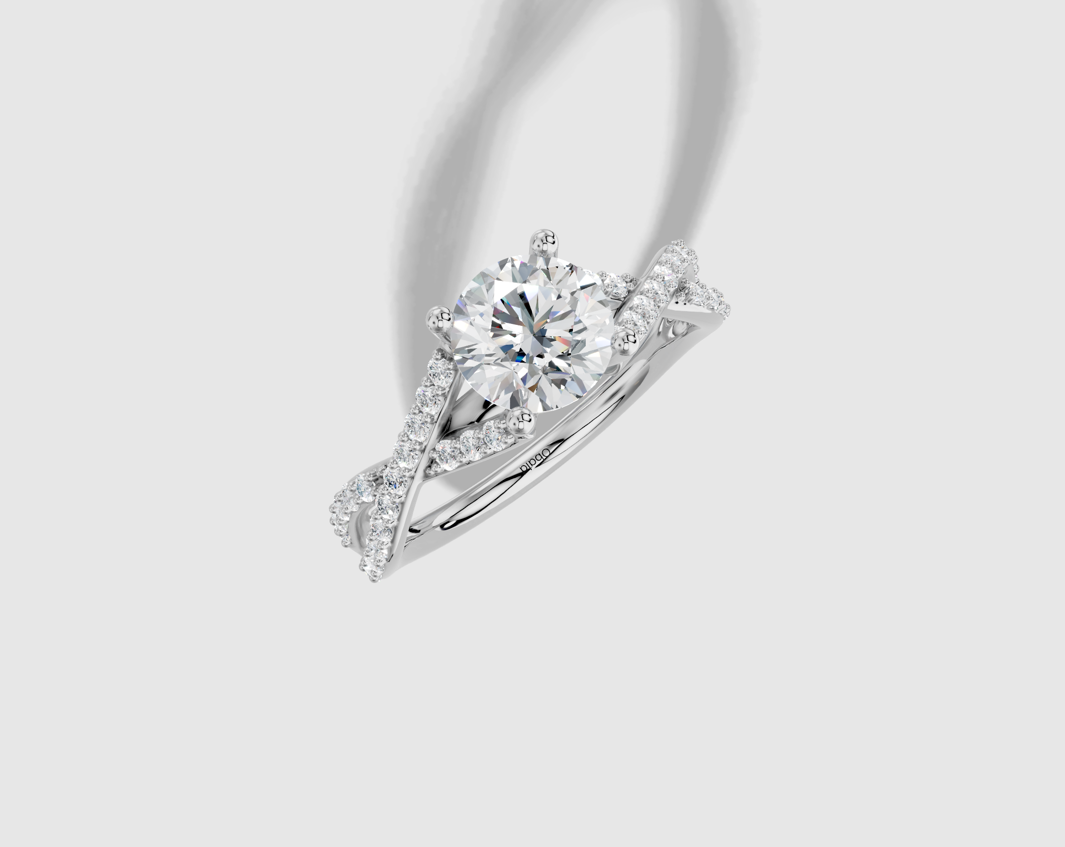 1.00 ct Round Natural Diamond Ring with Plate Prong 4 Prong Twisted Design in White Gold 18KT G/VS Size 7