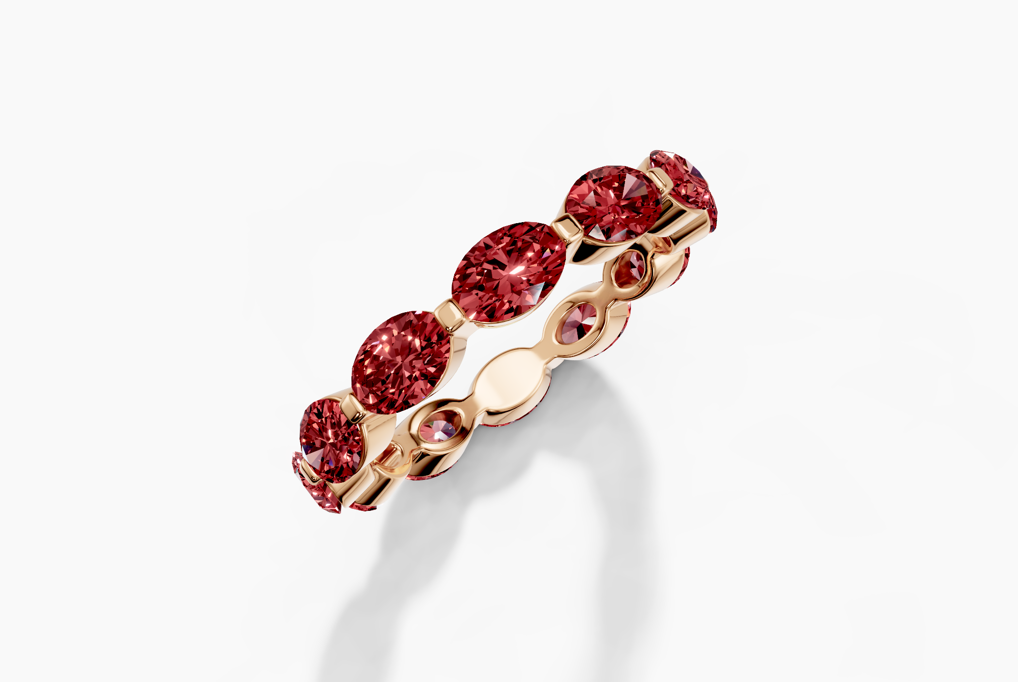 14KT NATURAL Ruby Oval 0.30Carat  excellent cut Shared Prong US-8 product size Band