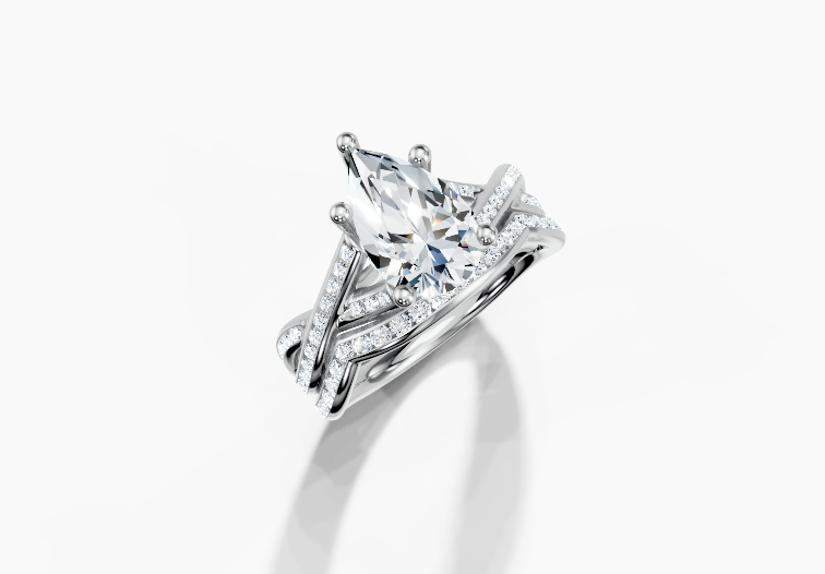 platinum  Pear Cut 2.11 Carat tw of Labgrown Diamond Ring and platinum White Gold Band