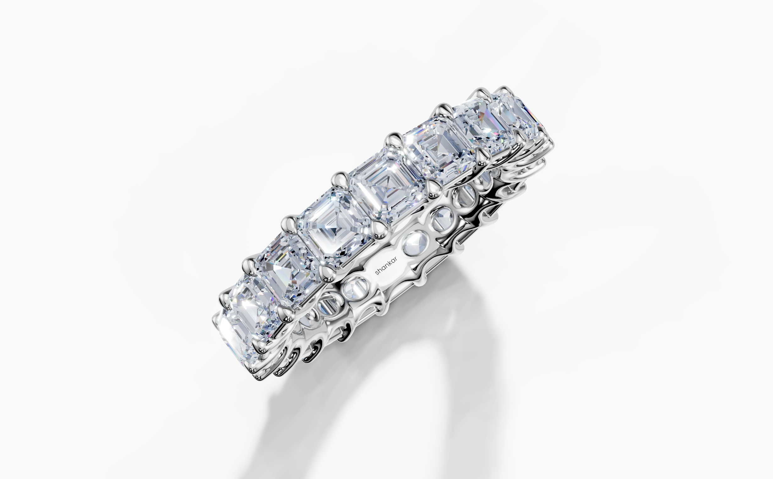 platinum NATURAL Diamond Asscher 0.30Carat  G/H color SI clarity Plate Prong US-8 product size Band
