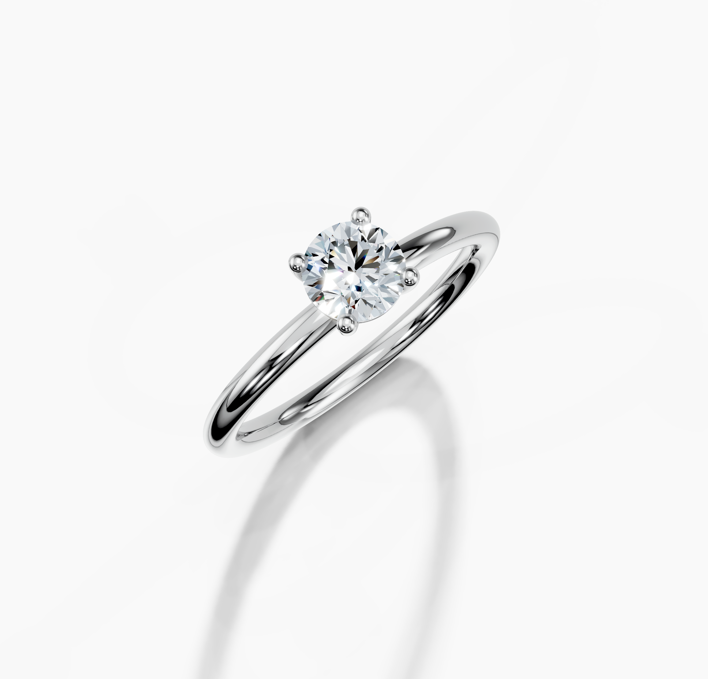 14K White Gold Round Cut 0.50 Carat of  Diamond Ring