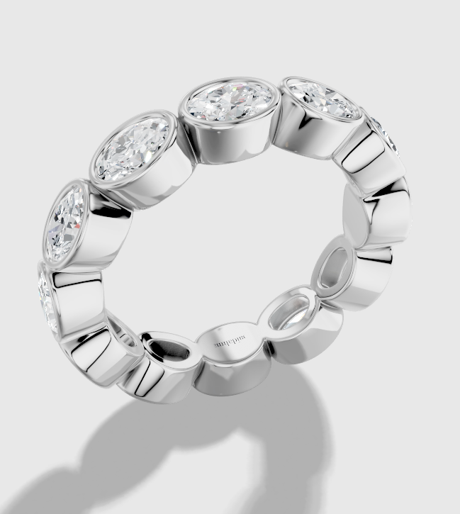 0.20 ct Oval Natural Diamond Three Stone Ring with in Bezel East-west Design Platinum G H SI Size 7