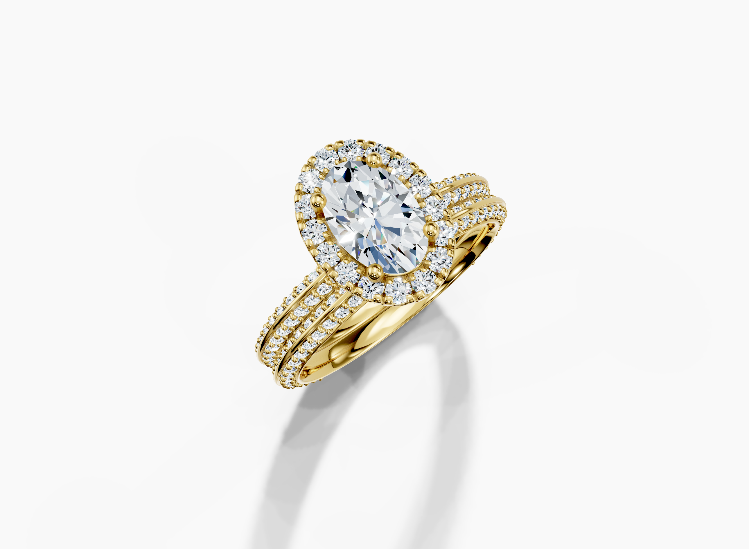 14K Yellow Gold Oval Cut 1.95 Carat tw of  Diamond Ring and 14K Yellow Gold Band