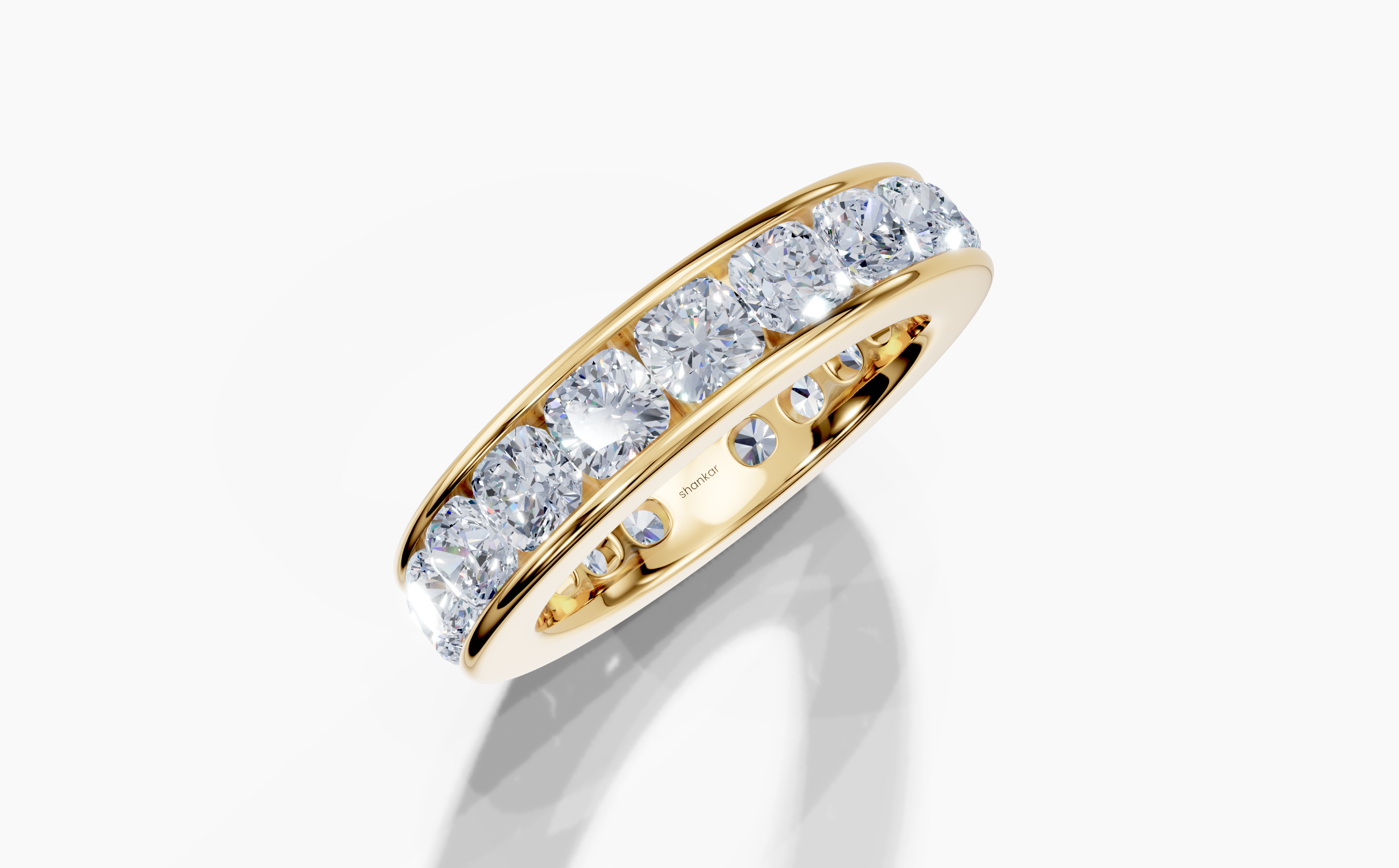 18KT NATURAL Diamond Cushion 0.25Carat  G/H color SI clarity Channel US-8 product size Band