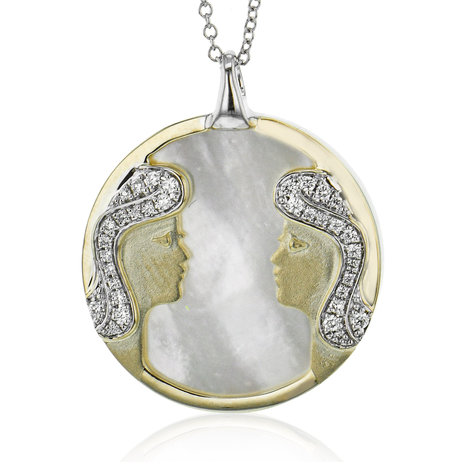Gemini Pendant in 14k Gold with Diamonds