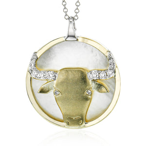 Taurus Pendant in 14k Gold with Diamonds