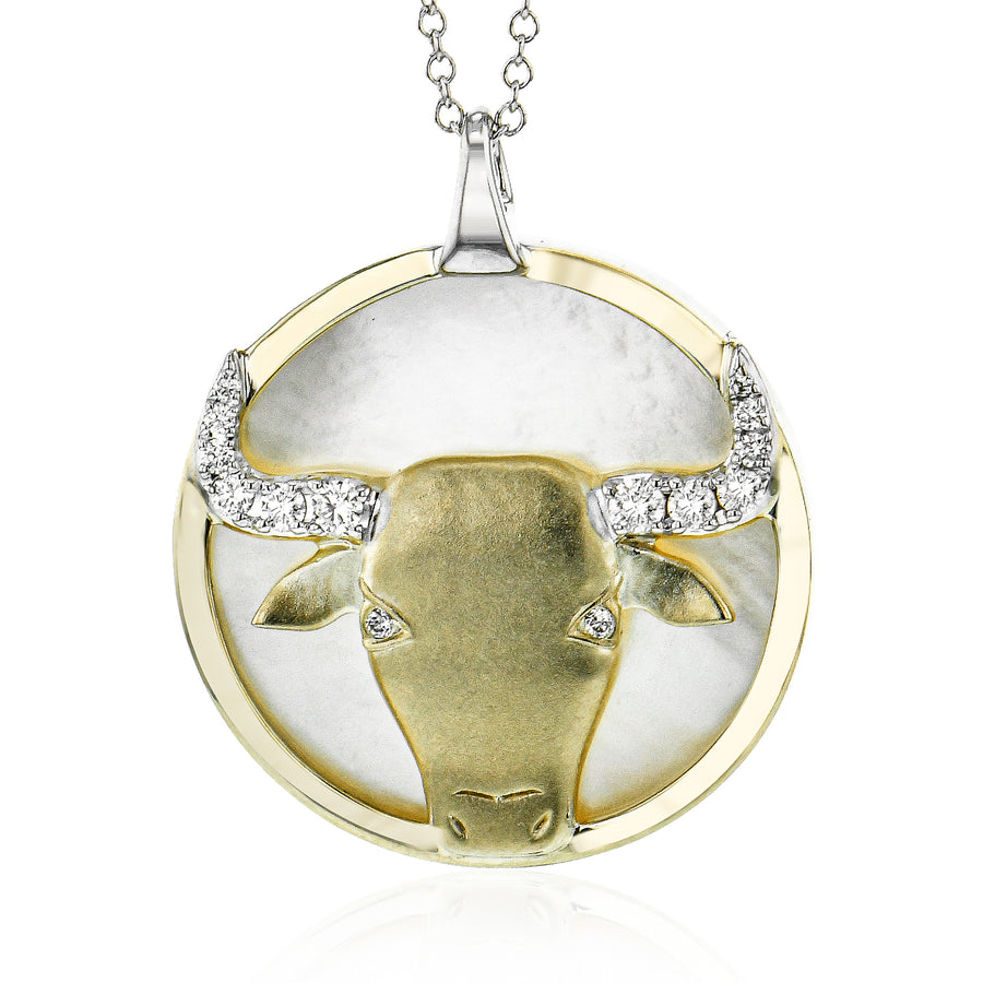 Taurus Pendant in 14k Gold with Diamonds