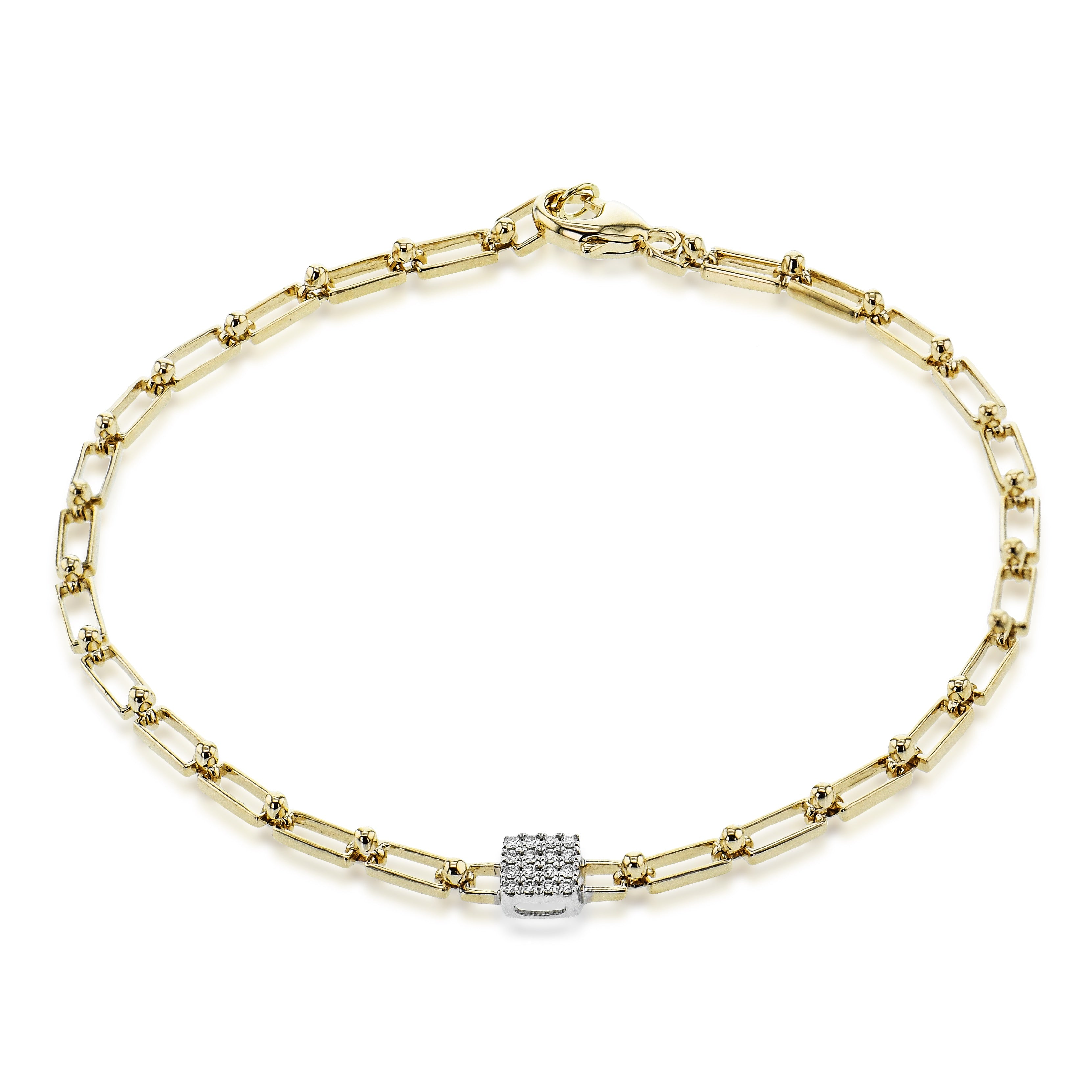 Link Bracelet in 14k Gold with Diamonds