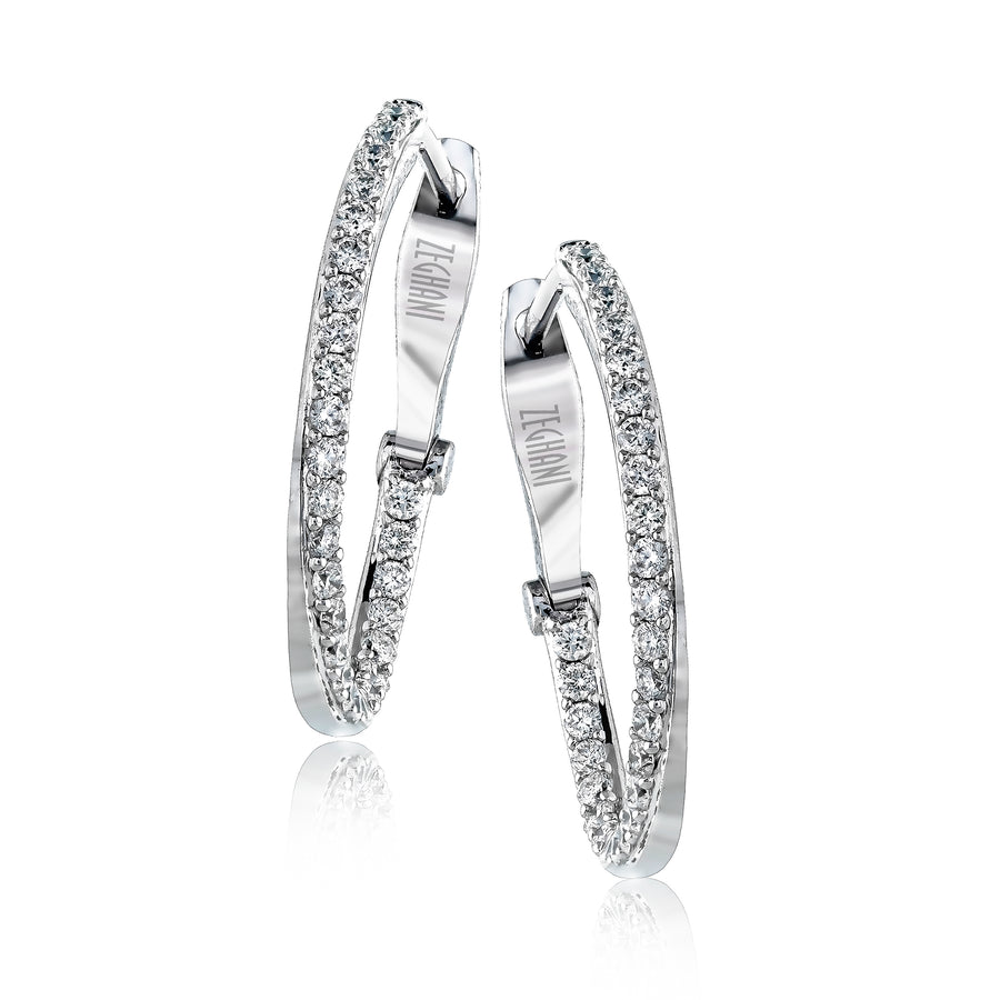 Hoop Earring in 14k Gold with Diamonds