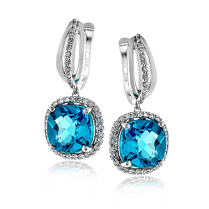 Topaz Color Earring in 14k Gold with Diamonds