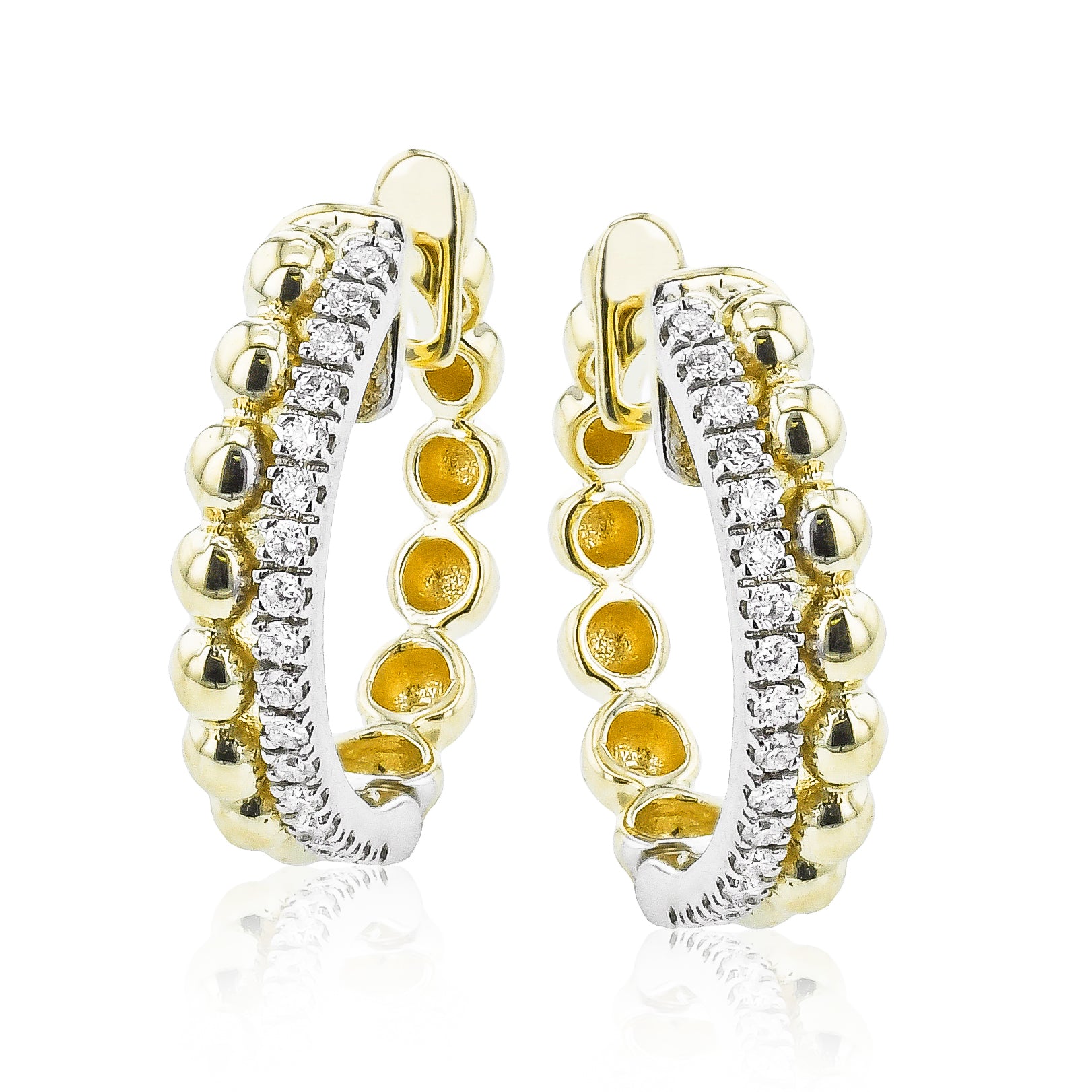 Hoop Earring in 14k Gold with Diamonds