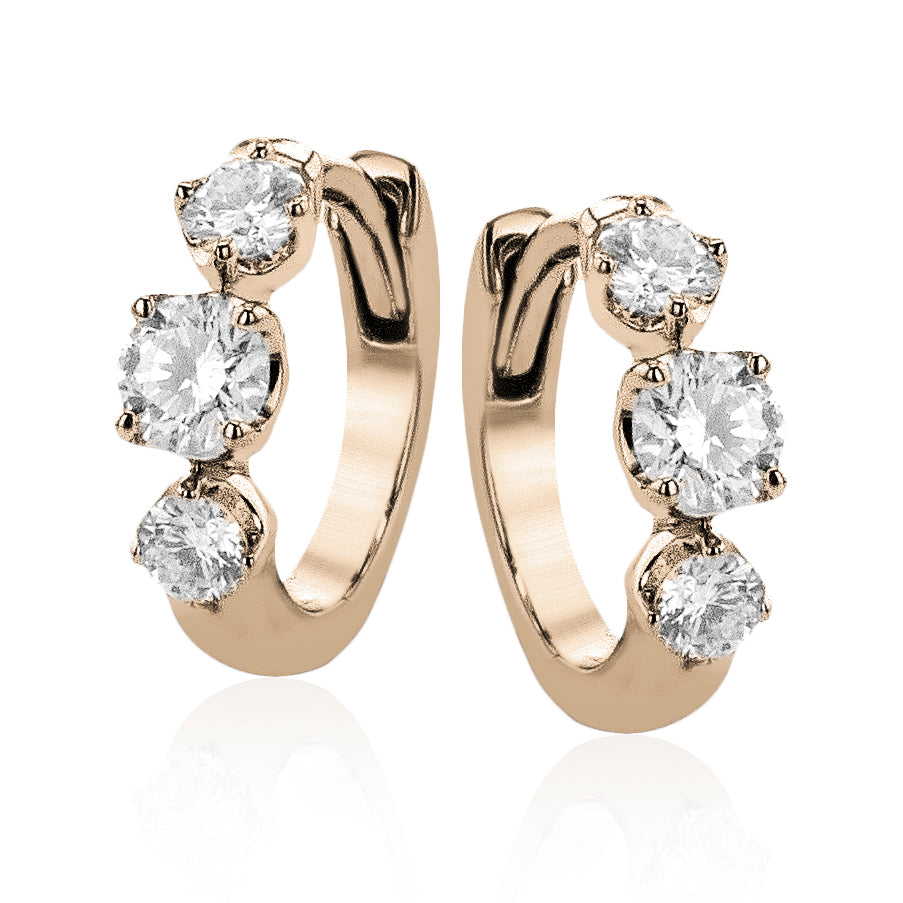 Hoop Earrings in 14k Gold with Diamonds