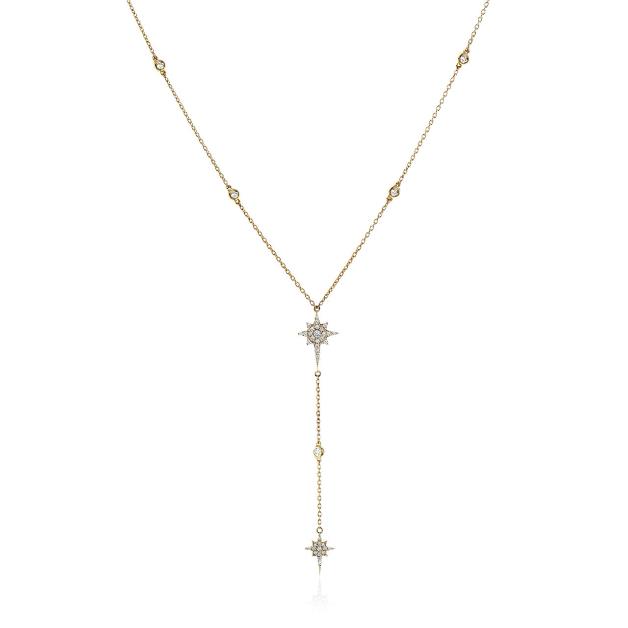 Starburst Lariat Necklace in 14k Gold with Diamonds
