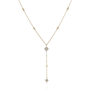 Starburst Lariat Necklace in 14k Gold with Diamonds