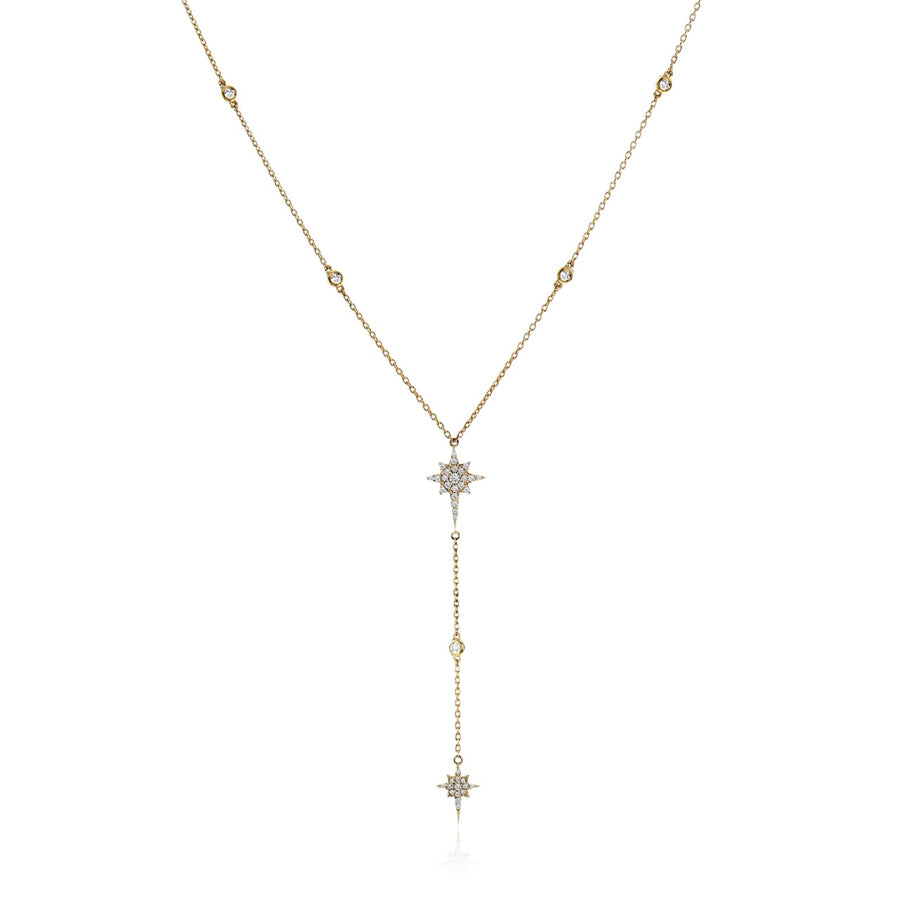 Starburst Lariat Necklace in 14k Gold with Diamonds