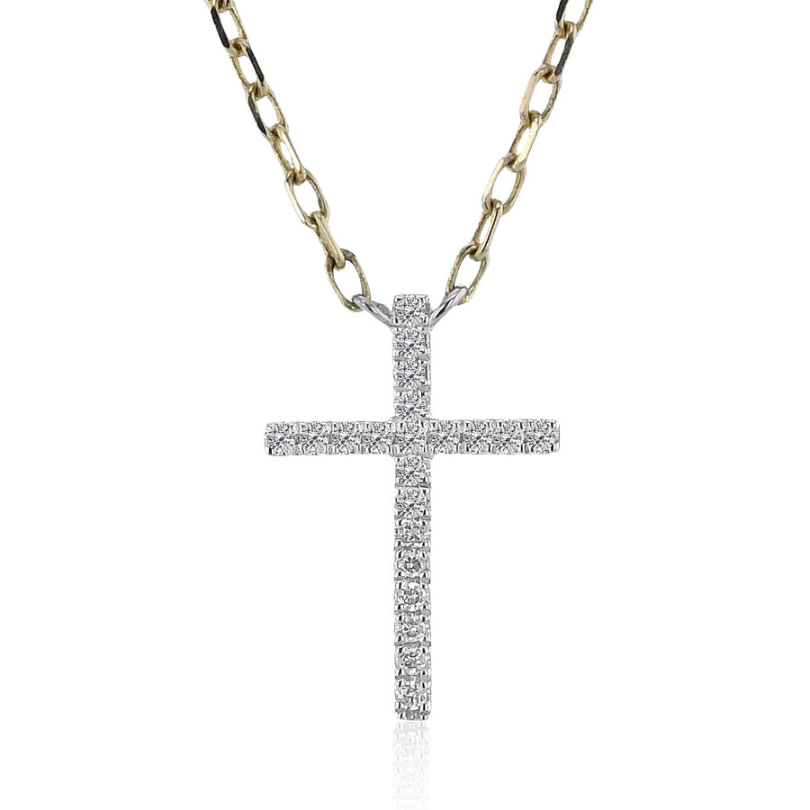 ZP1279 Cross Pendant in 14k Gold with Diamonds