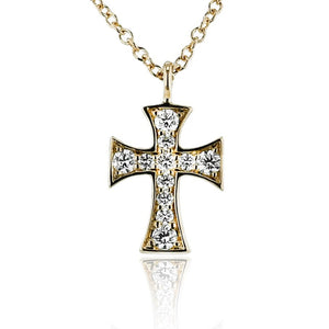 Cross Pendant in 14k Gold with Diamonds