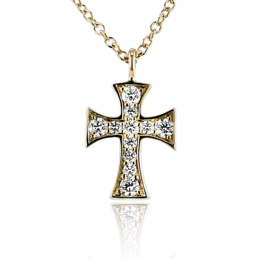 Cross Pendant in 14k Gold with Diamonds