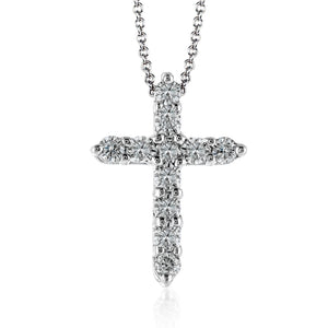 ZP289 Cross Pendant in 14k Gold with Diamonds