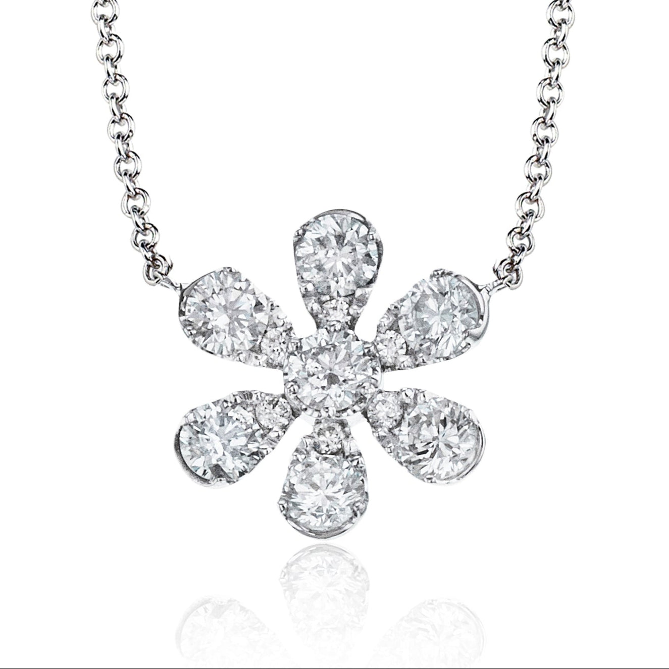 Flower Pendant in 14k Gold with Diamonds