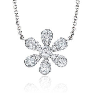 Flower Pendant in 14k Gold with Diamonds