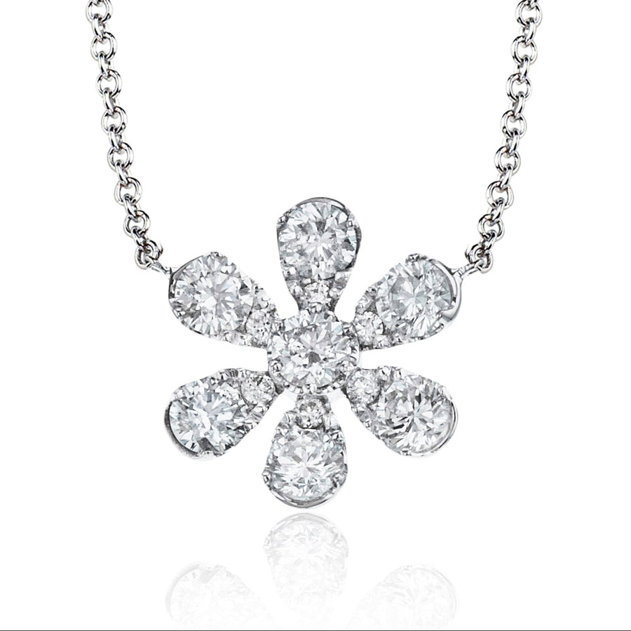Flower Pendant in 14k Gold with Diamonds