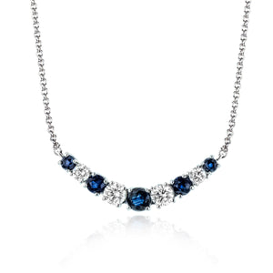 Sapphires Color Pendant in 14k Gold with Diamonds