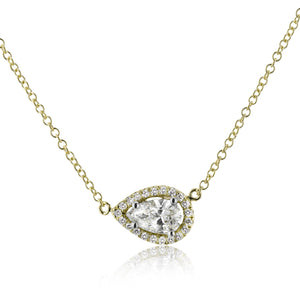Pear Pendant in 14k Gold with Diamonds