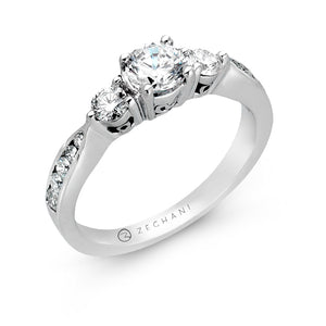 Three-Stone Engagement Ring in 14k Gold with Diamonds