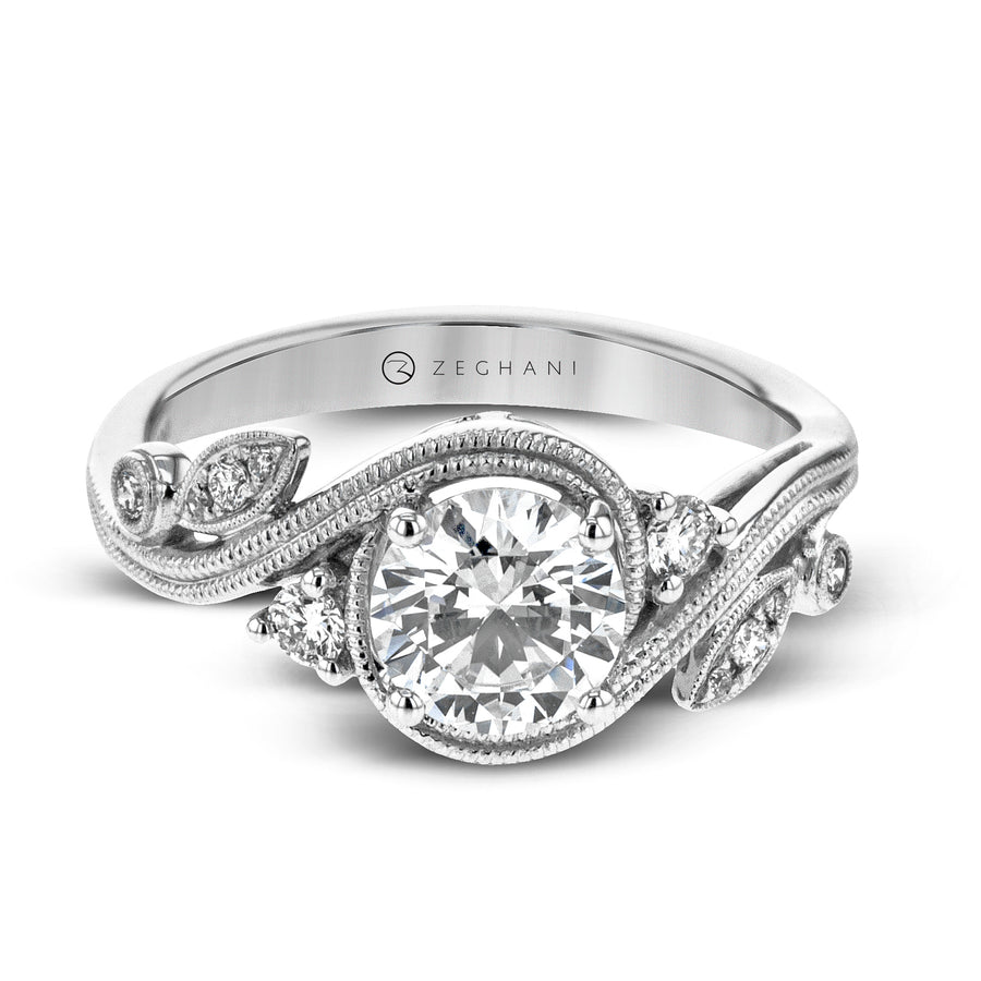 ZR1470 Engagement Ring in 14k Gold with Diamonds