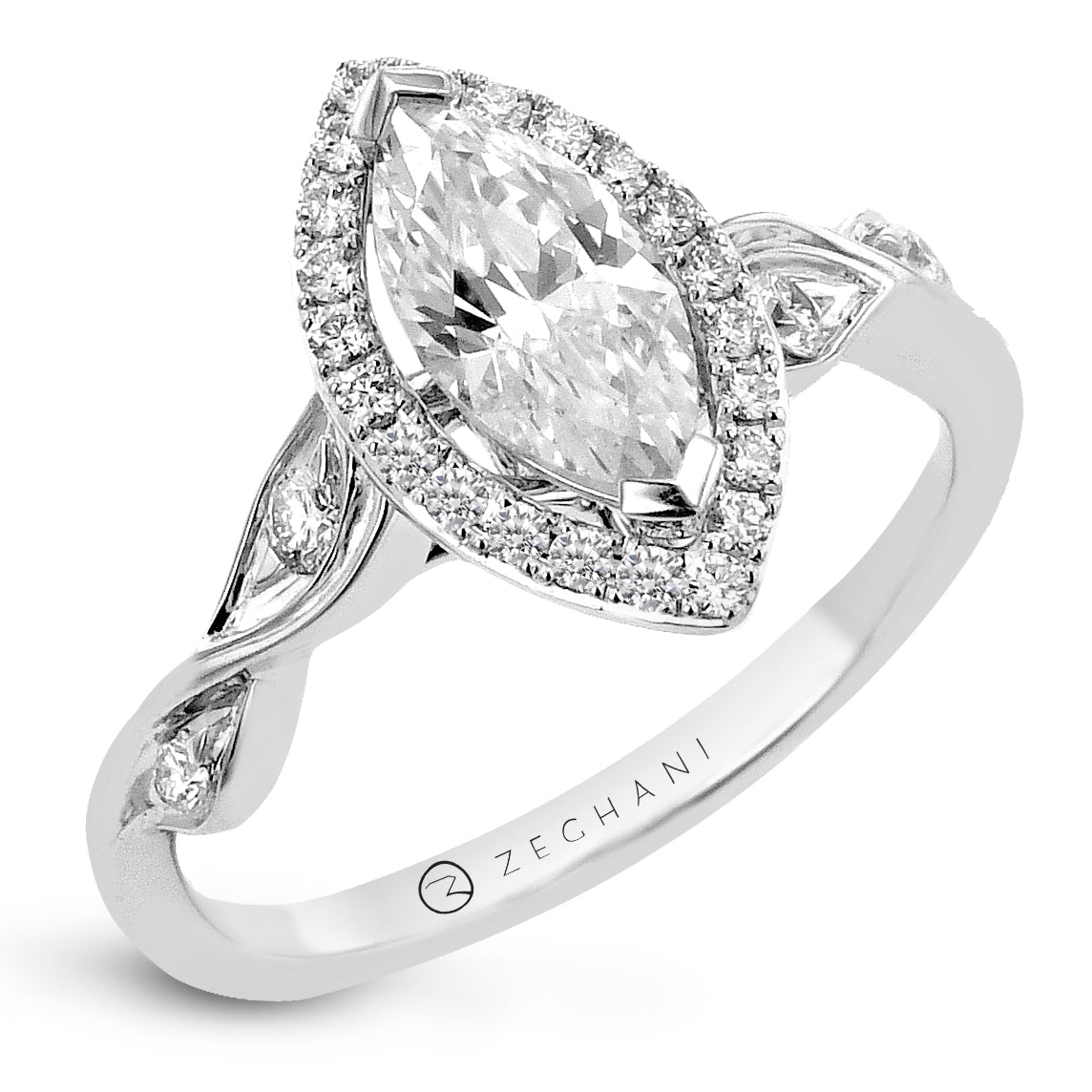 Marquise Engagement Ring in 14k Gold with Diamonds