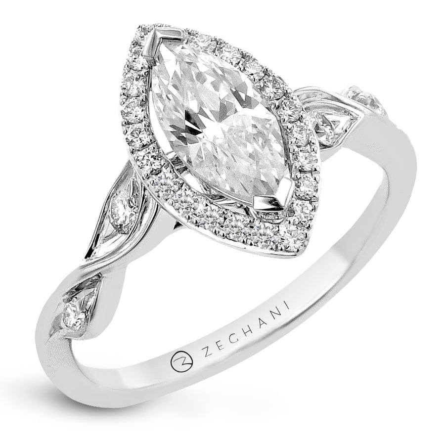 Marquise Engagement Ring in 14k Gold with Diamonds