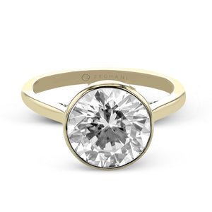 Bezel Engagement Ring in Gold with Diamonds