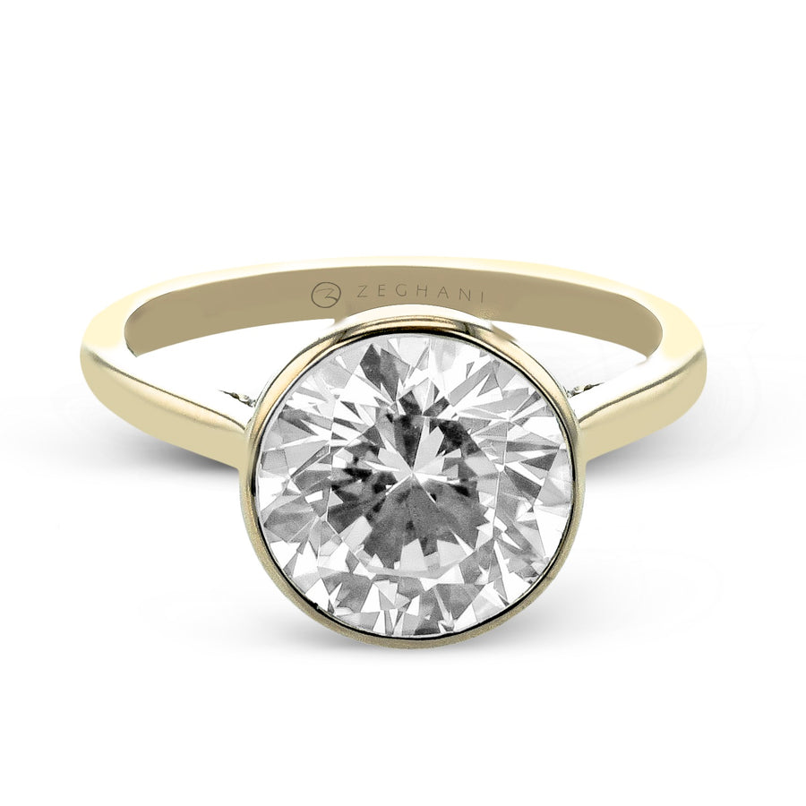 Bezel Engagement Ring in Gold with Diamonds