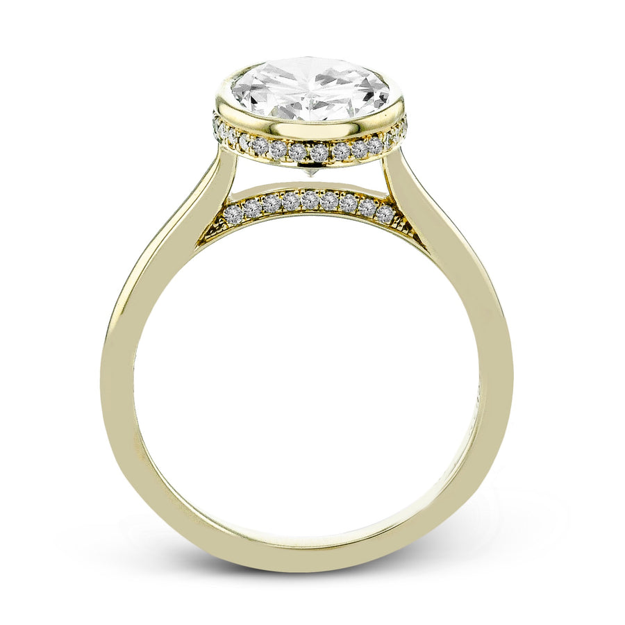 Bezel Engagement Ring in Gold with Diamonds
