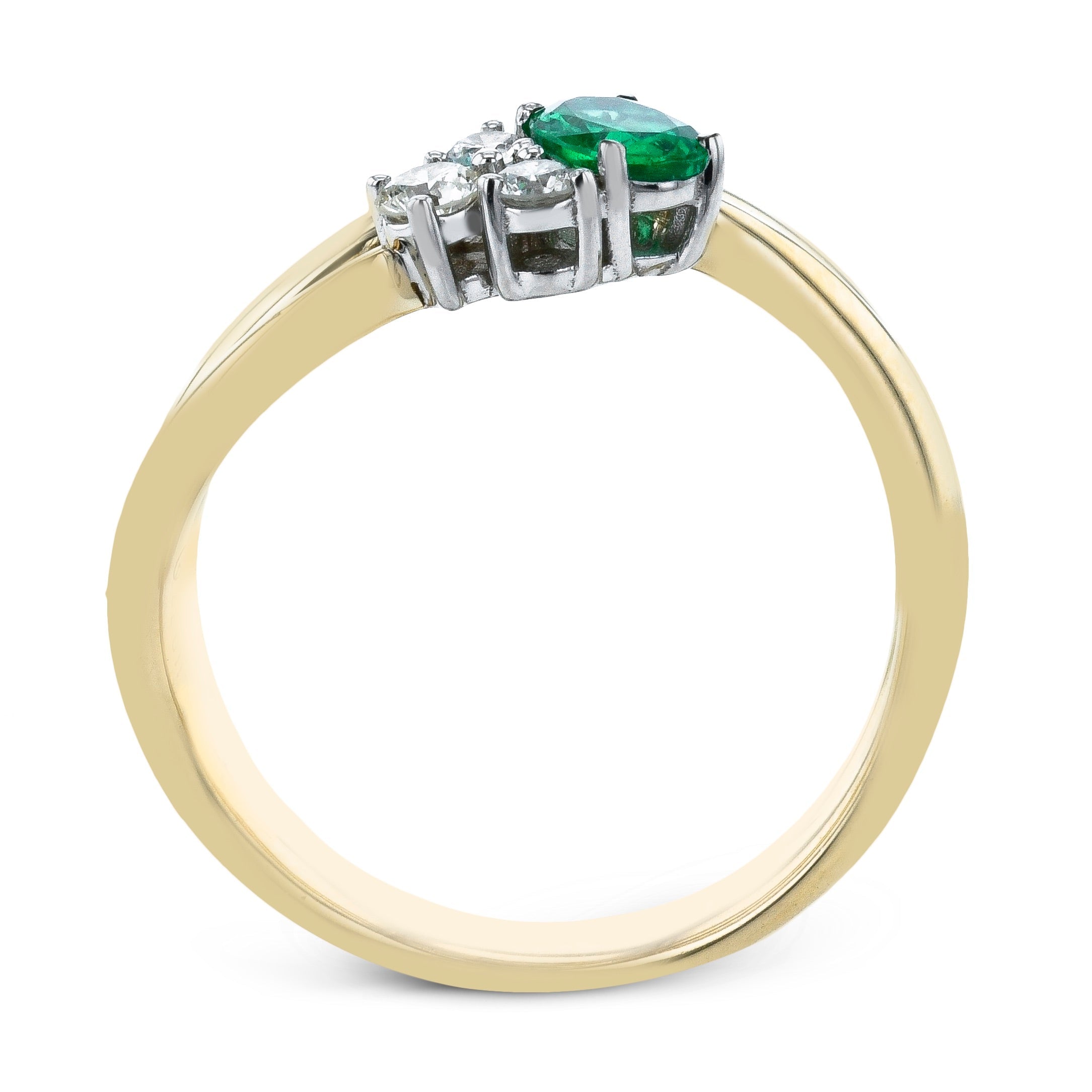 Emerald Color Ring in 14k Gold with Diamonds