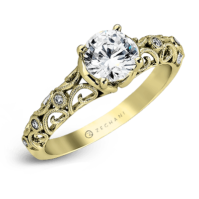 ZR915 Engagement Ring in 14k Gold with Diamonds – Zeghani