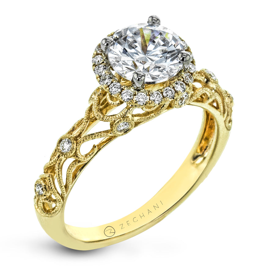 ZR924 Engagement Ring in 14k Gold with Diamonds