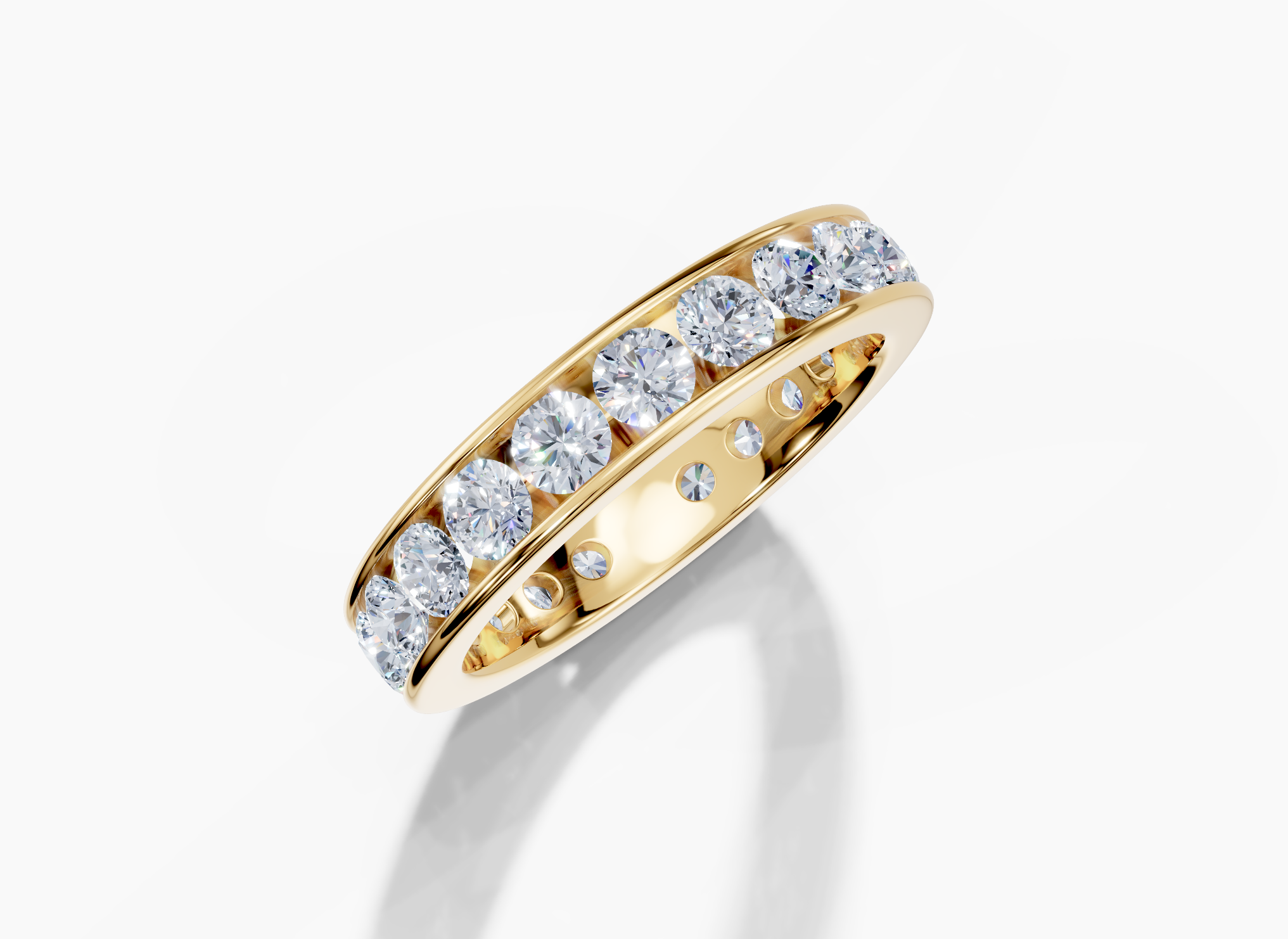 14KT NATURAL Diamond Round 0.10Carat  G/H color SI clarity Channel US-8 product size Band