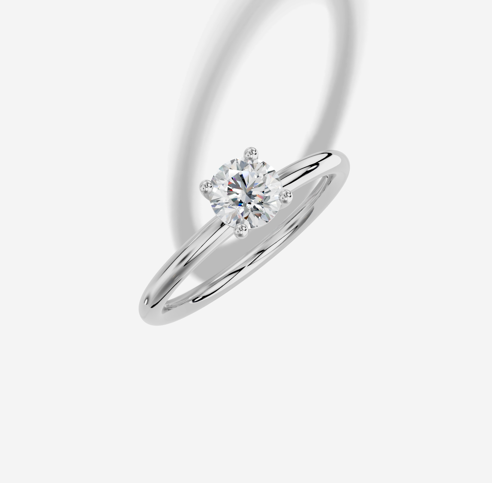 0.50 ct Round Natural Diamond Ring with Plain 4 Prong Plain Design in White Gold White Gold 18KT Gold G/VS White Gold Size 7