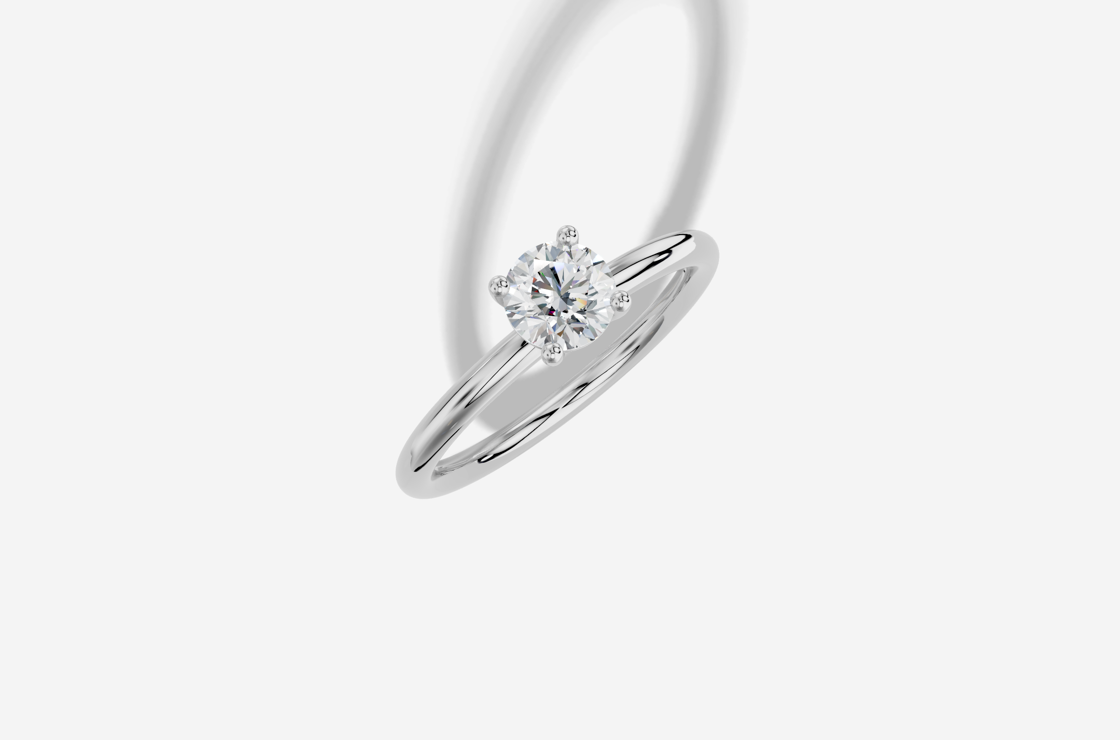 0.50 ct Round Labgrown Diamond Ring with Plain 4 Prong Plain Design in White Gold White Gold 14KT Gold G/VS White Gold Size 3