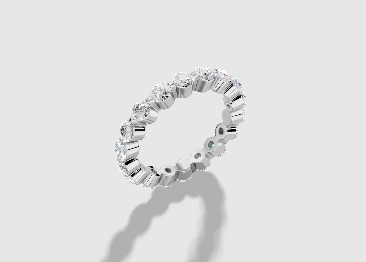 0.10 ct Round Natural Diamond Eternity Band with in Shared Prong Design White Gold 14KT G H SI Size 6